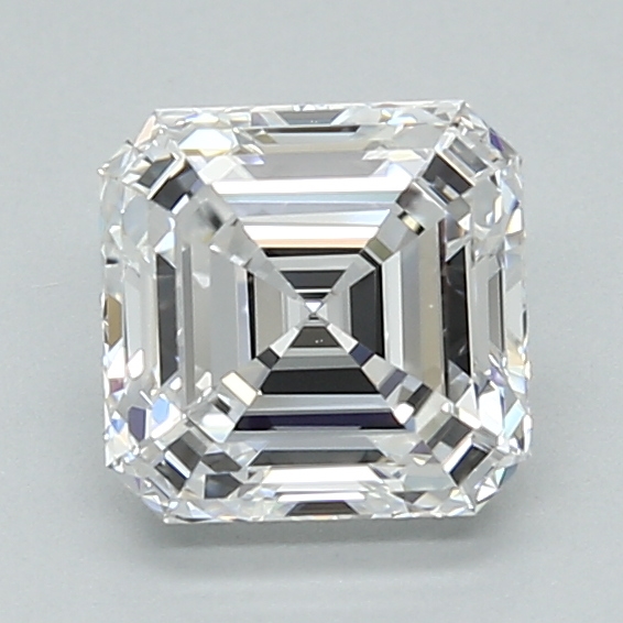1.4-carat asscher diamond with D color, null cut, and VVS2 clarity.