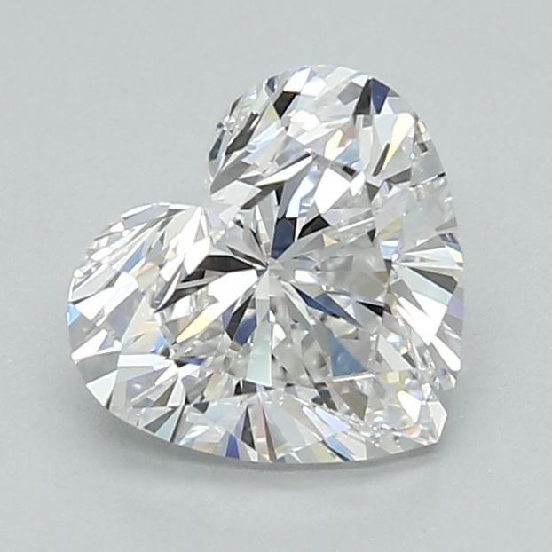 1.5-carat heart diamond with E color, null cut, and VVS2 clarity.