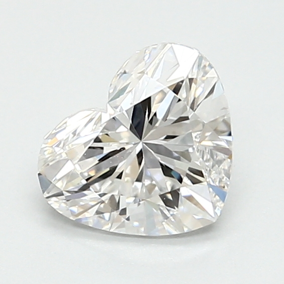 0.86-carat heart diamond with E color, null cut, and VVS2 clarity.
