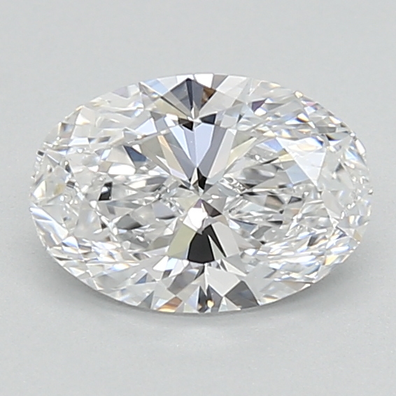 0.83-carat oval diamond with D color, null cut, and VVS2 clarity.